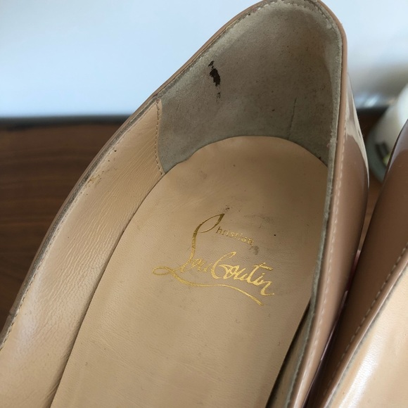 Christian Louboutin 150 Nude Patent Lady Peep - Picture 8 of 8